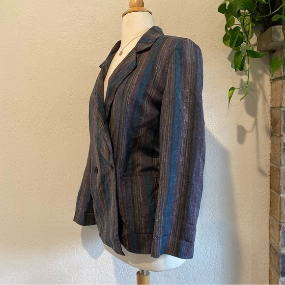 Vintage String Bean southwestern style stripe woven blazer / button up shirt - Picture 3 of 11